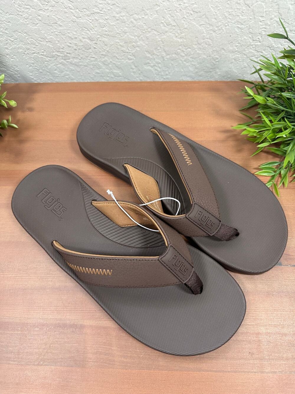 Flojos Men's Brown Flip Flop Sandals Size 9